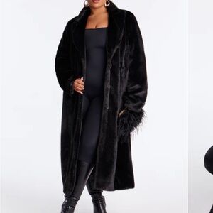 FASHIONNOVA Elegant Black Faux Fur Coat
